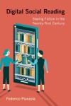 Cover of "Digital Social Reading" by Federico Pianzola. Two people interact with a large digital bookshelf on a smartphone screen, sharing books.