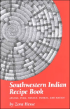 Red book cover featuring a detailed black-and-white woven basket spiral; titled “Southwestern Indian Recipe Book” by Zora Hesse.