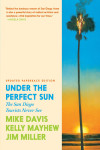 Book cover for *Under the Perfect Sun*: a lone palm tree against a vivid blue-to-orange sunset, with bold yellow, blue, and green text.