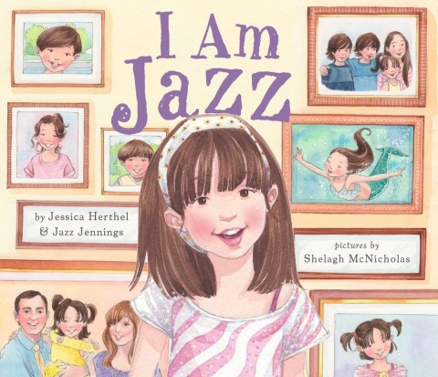 Cover of "I Am Jazz" by Jennifer Heilman, featuring a young transgender girl expressing her identity and joy.