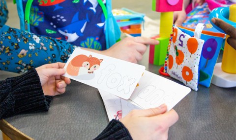 Users looking through the Auraria Library Family Kits