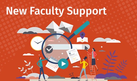 An illustrated graphic of faculty teaching