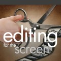 Book cover titled "Editing for the Screen," featuring a modern design with film-related graphics and bold typography.