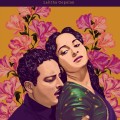 Illustrated cover of "Kaagaz Ke Phool" with two people embracing. The background is filled with pink flowers on a gold backdrop, conveying a vintage and romantic tone.