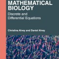 An illustration depicting mathematical biology concepts, featuring discrete and differential equations in a scholarly context.