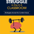 Book cover for "Productive Struggle in the K-5 Classroom" by Barbara R. Blackburn, featuring a cartoon brain lifting a barbell.