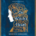 Profile of a woman with intricate golden serpentine hair on a deep blue background. Text reads "The Witch's Heart" by Genevieve Gornichec. Mood is mystical.