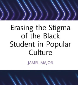 Book cover for *Erasing the Stigma of the Black Student in Popular Culture* by Jamel Major, featuring glowing purple and blue neon lines.